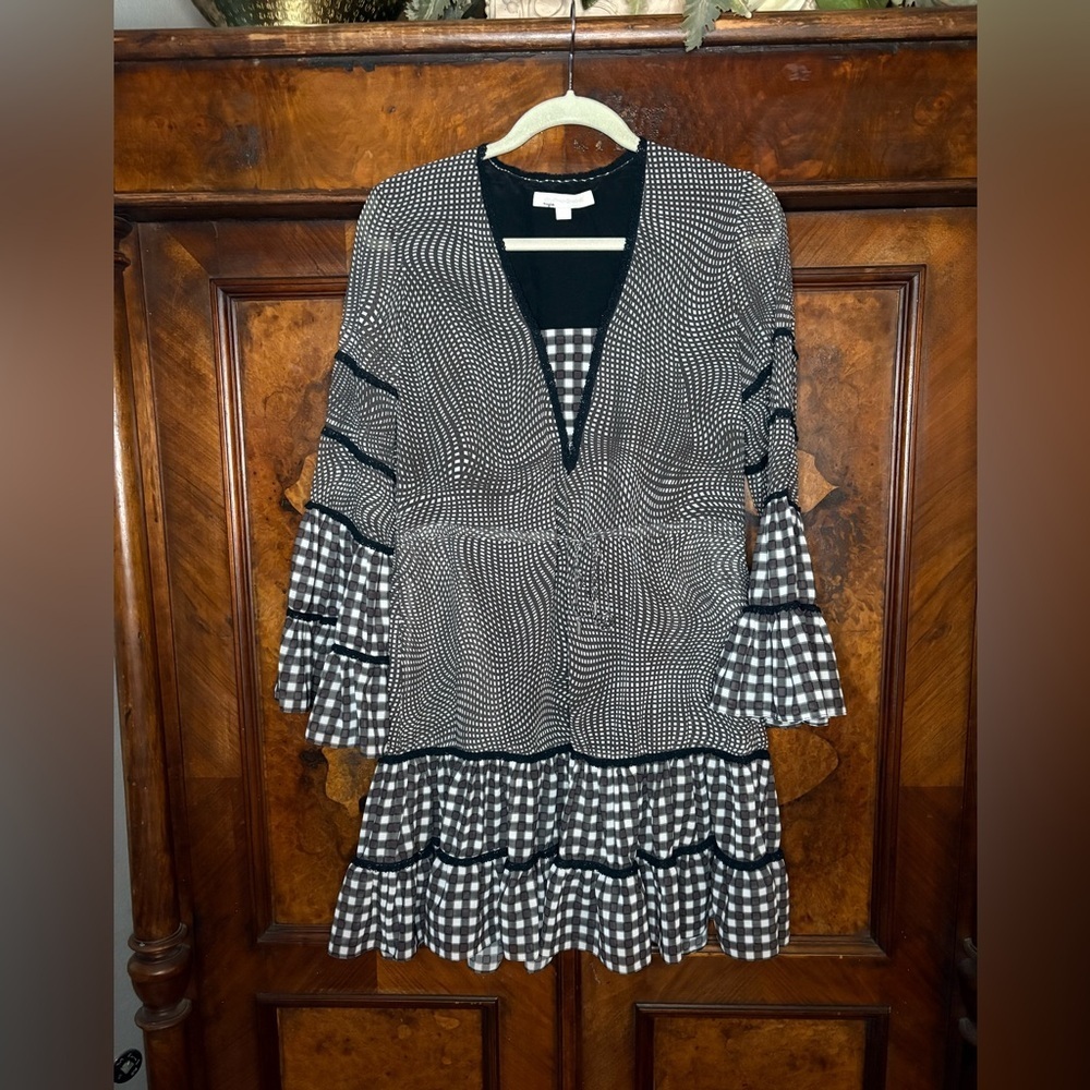 EUC Jonathan Simkhai- Swim Smocked Mixed Mini Dress. Size XS - Picture 4 of 10